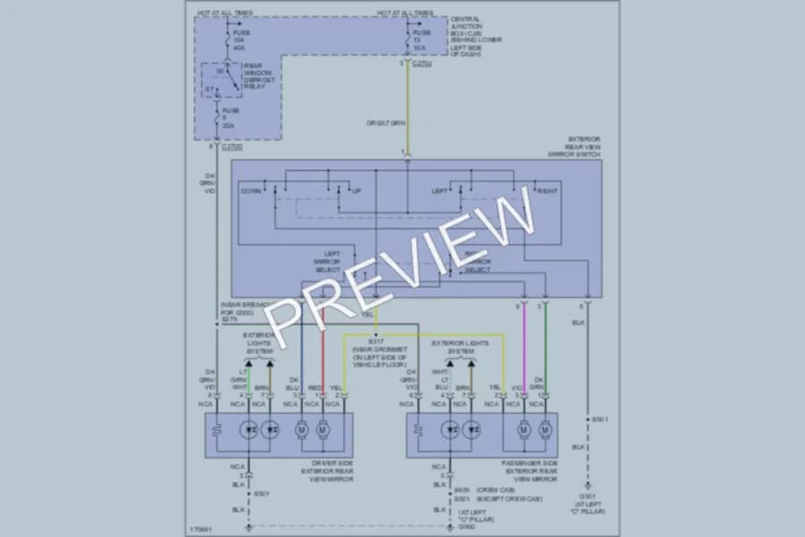2003 Ford F450ChsCab Power Mirrors wiring diagram preview
