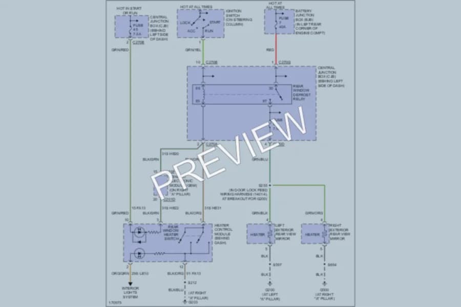 2003 Ford Focus Defoggers wiring diagram preview