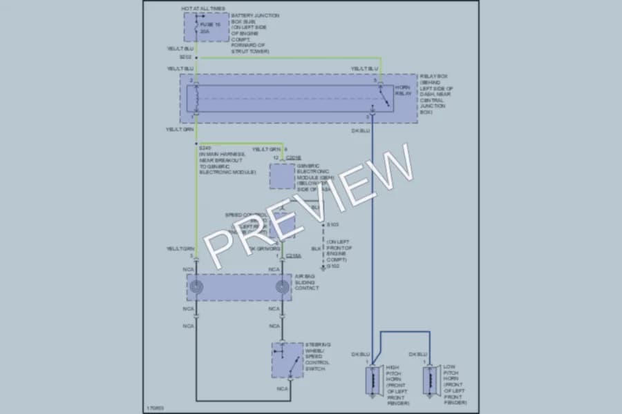 2003 Ford Mustang Horn wiring diagram preview