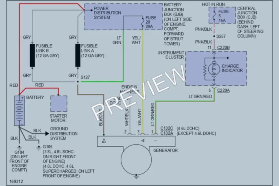 2003 Ford Mustang Starting Charging wiring diagram preview