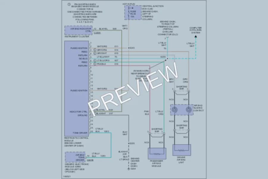 2003 Ford Mustang Supplemental Restraints wiring diagram preview