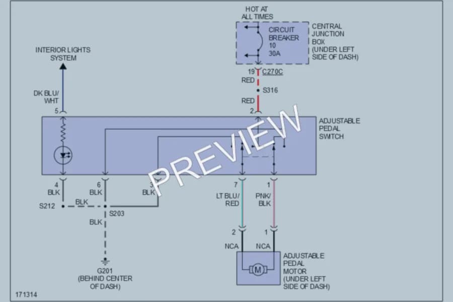 2003 Ford Taurus Power Seats wiring diagram preview