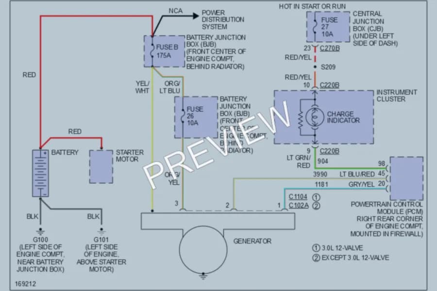 2003 Ford Taurus Starting Charging wiring diagram preview