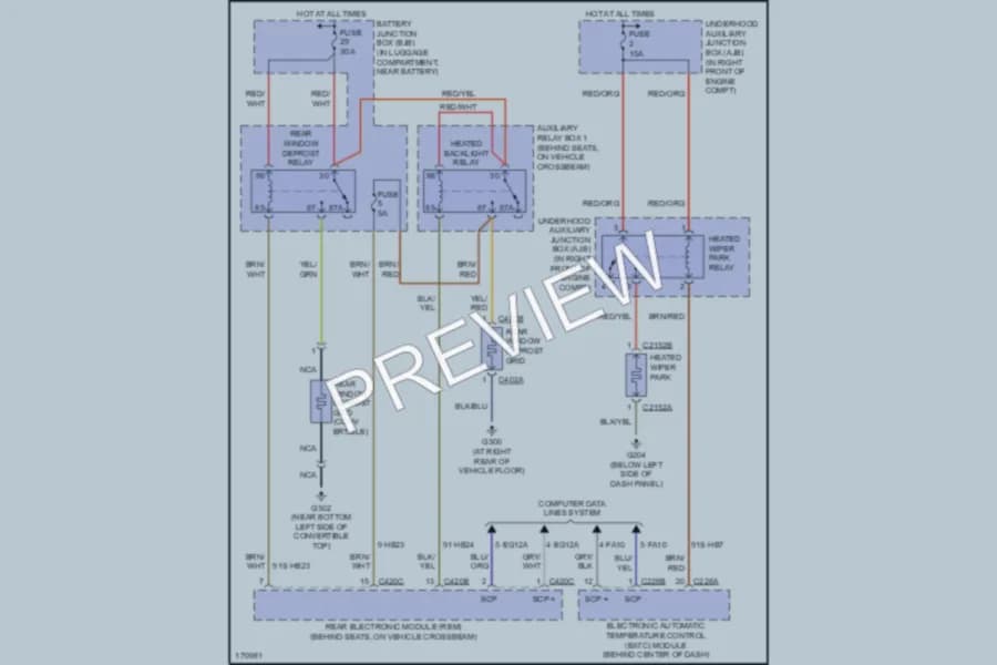 2003 Ford Thunderbird Defoggers wiring diagram preview