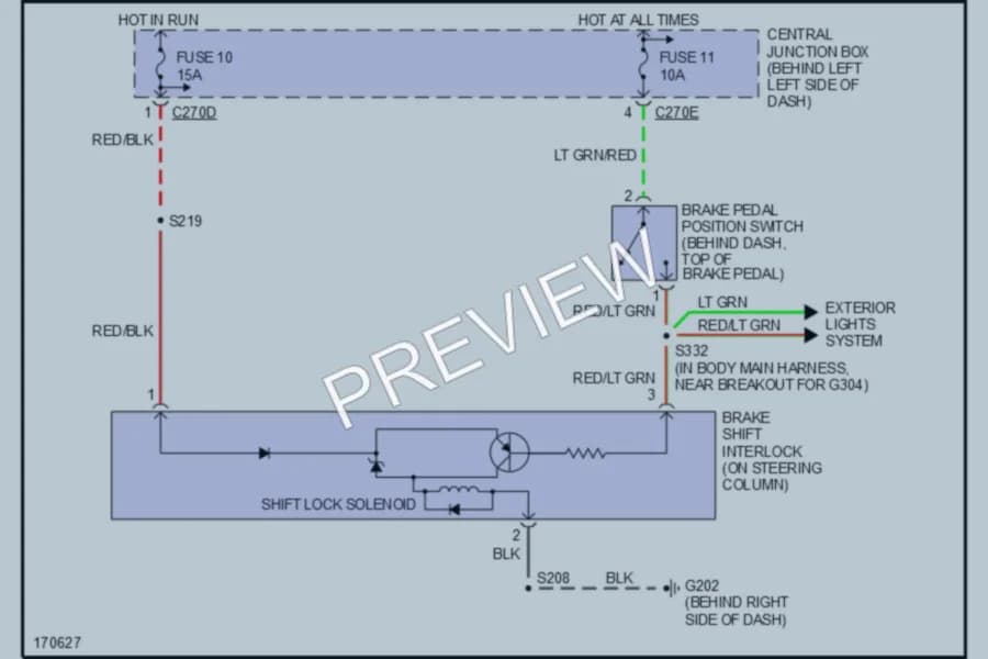 2003 Ford Windstar Shift Interlock wiring diagram preview
