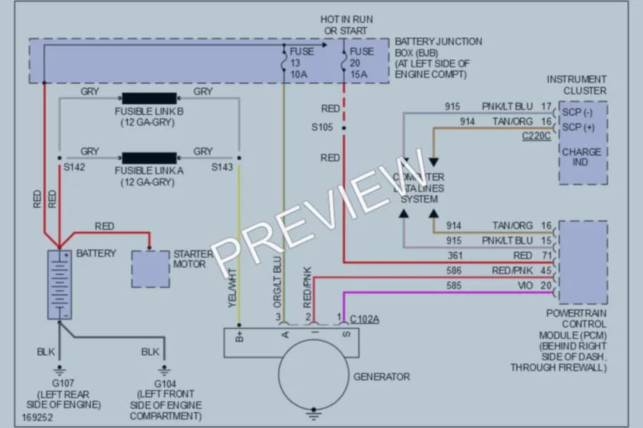 2003 Ford Windstar Starting Charging wiring diagram preview