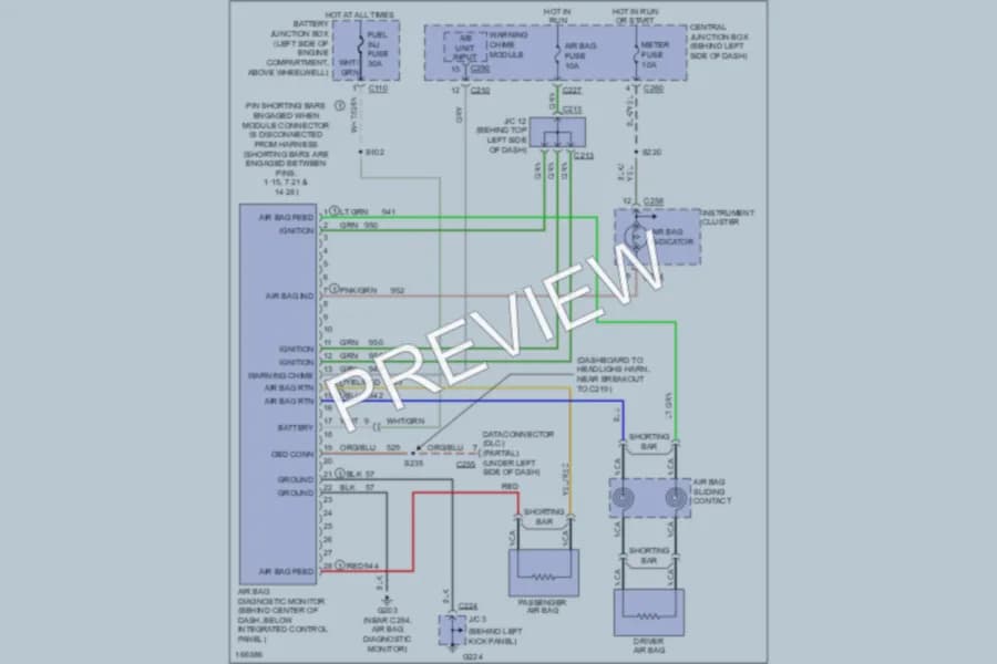 2003 Ford ZX2 Supplemental Restraints wiring diagram preview