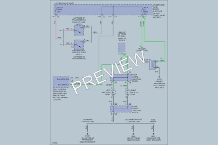 2003 GMC 2500 Exterior Lights wiring diagram preview with protected circuit layout