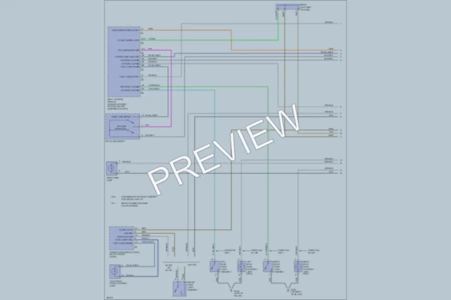 2003 GMC 2500 Interior Lights wiring diagram preview with protected circuit layout