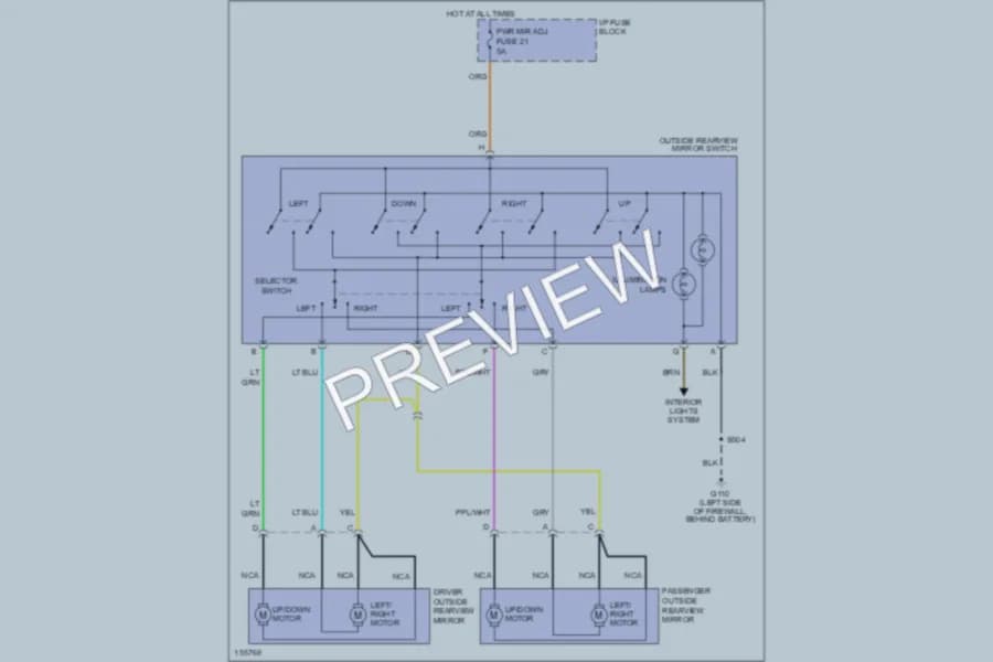 2003 GMC Safari Power Mirrors wiring diagram preview