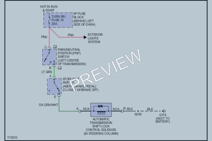 2003 GMC Safari Shift Interlock wiring diagram preview
