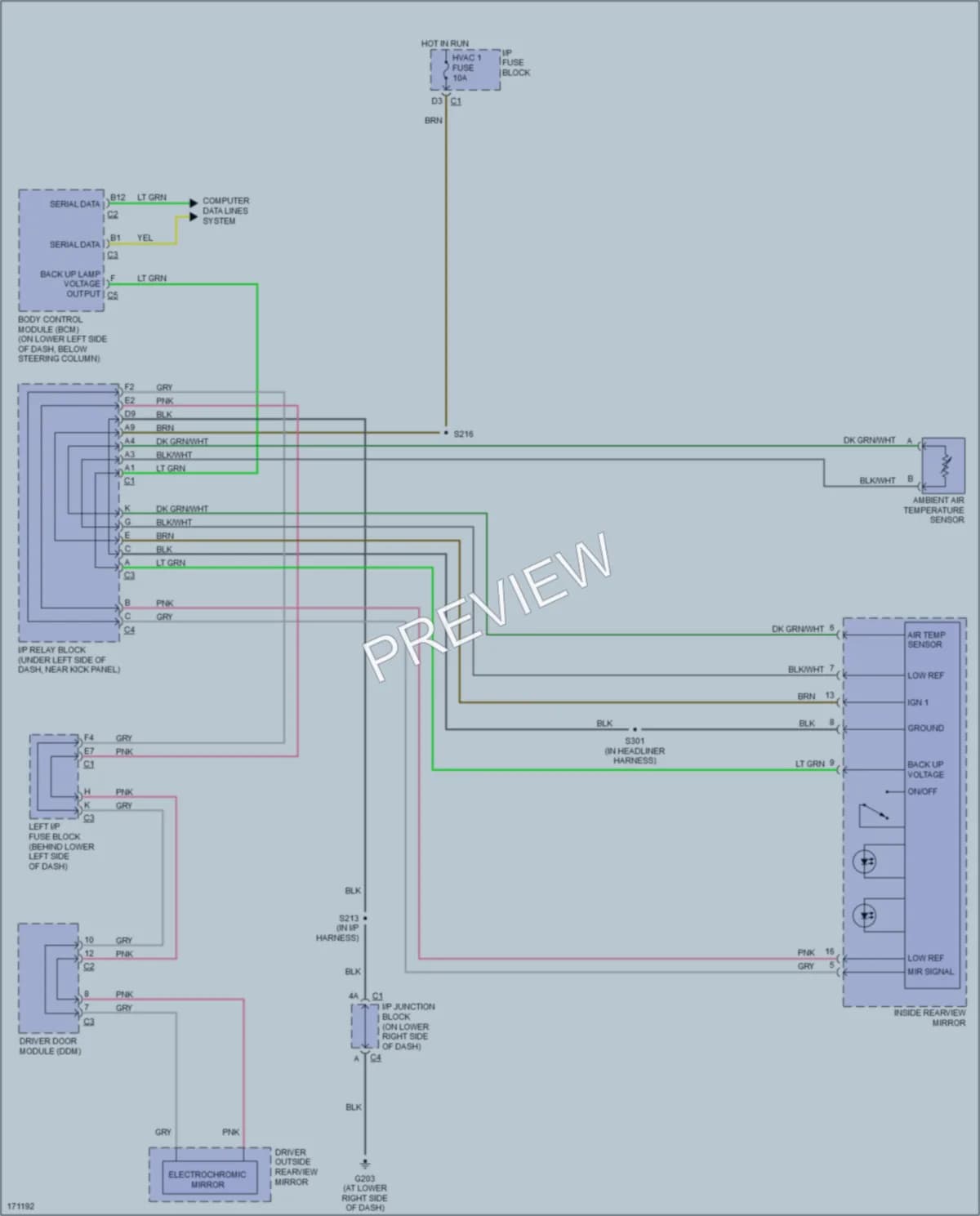 2003 HUMMER H2 Power Mirrors wiring diagram preview
