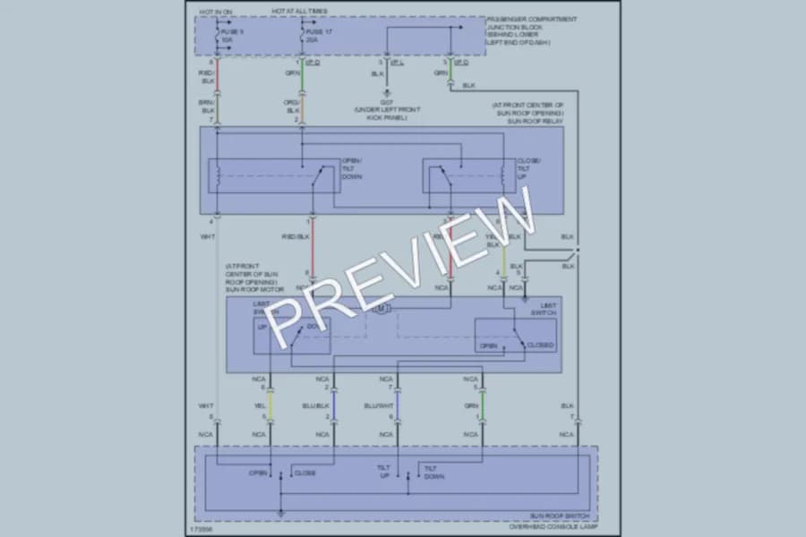 2003 Hyundai SantaFe Power Top Sunroof wiring diagram preview