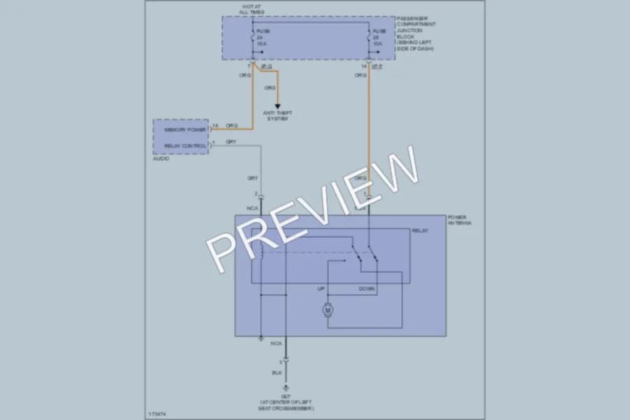 2003 Hyundai Sonata Power Antenna wiring diagram preview