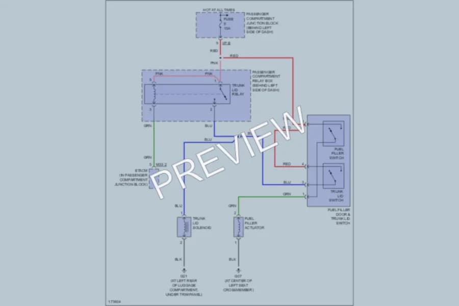 2003 Hyundai Sonata Trunk Tailgate Fuel Door wiring diagram preview