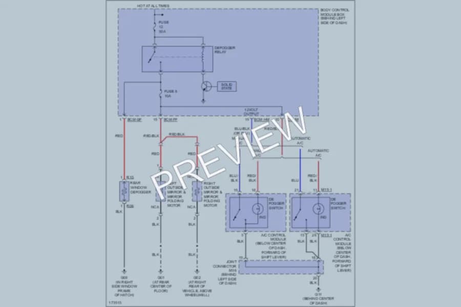 2003 Hyundai Tiburon Defoggers wiring diagram preview