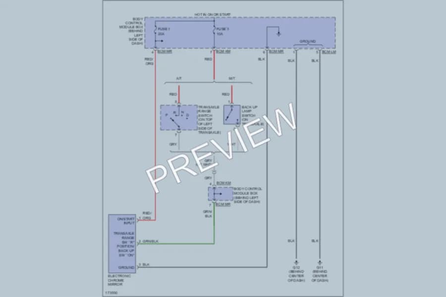 2003 Hyundai Tiburon Power Mirrors wiring diagram preview