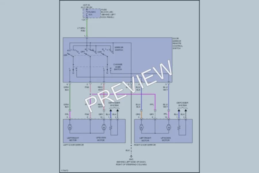 2003 Infiniti FX35 Power Mirrors wiring diagram preview