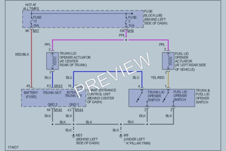 2003 Infiniti I35 Trunk Tailgate Fuel Door wiring diagram preview
