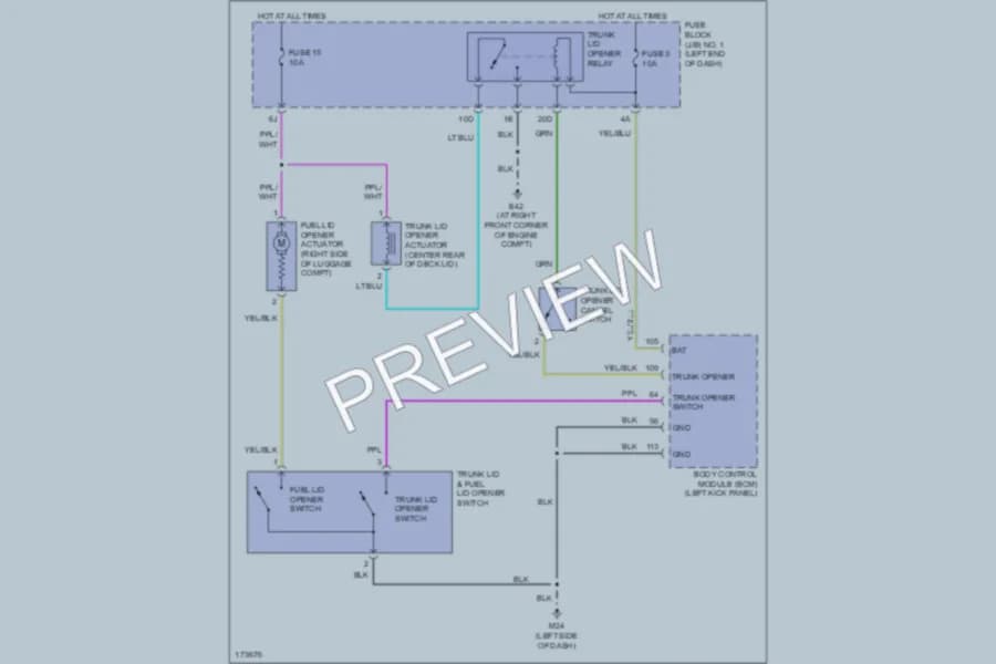 2003 Infiniti M45 Trunk Tailgate Fuel Door wiring diagram preview