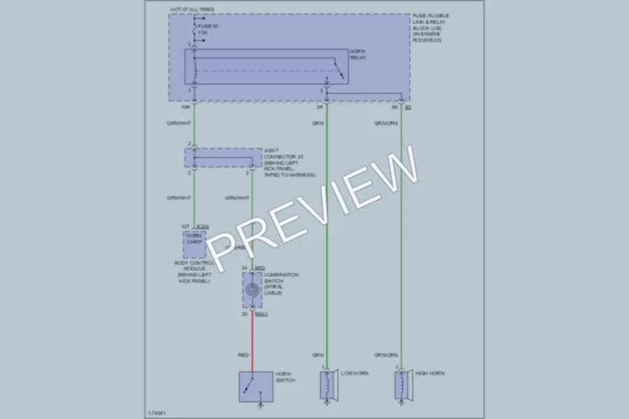 2003 Infiniti Q45 Horn wiring diagram preview