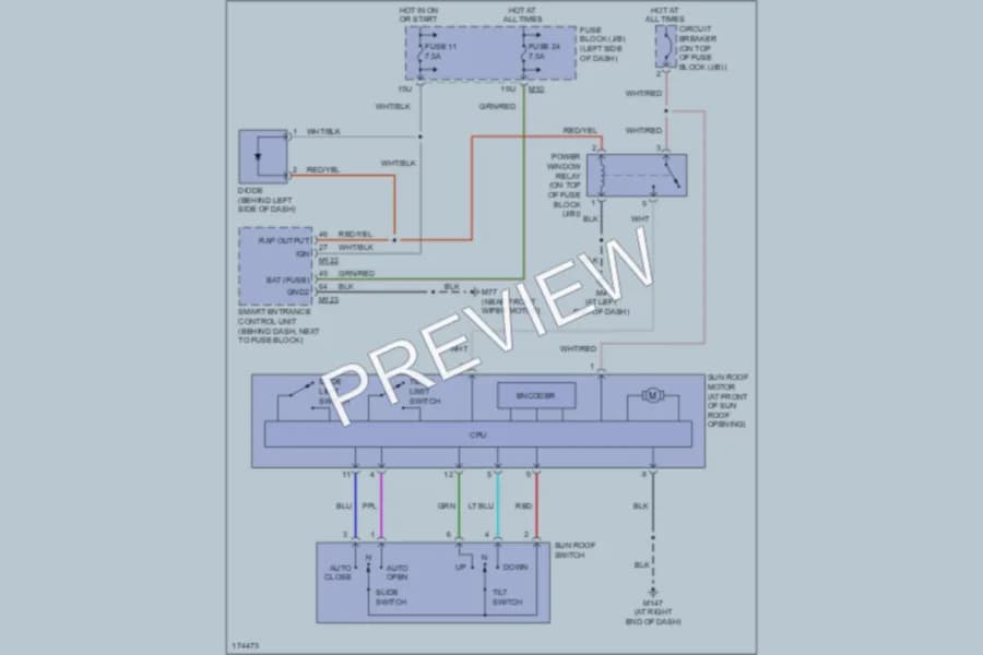 2003 Infiniti QX4 Power Top Sunroof wiring diagram preview