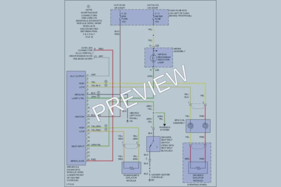 2003 Isuzu Axiom Supplemental Restraints wiring diagram preview