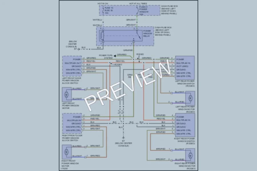 2003 Isuzu Rodeo Power Windows wiring diagram preview