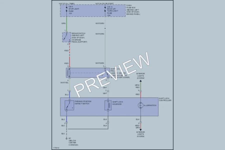 2003 Isuzu Rodeo Shift Interlock wiring diagram preview