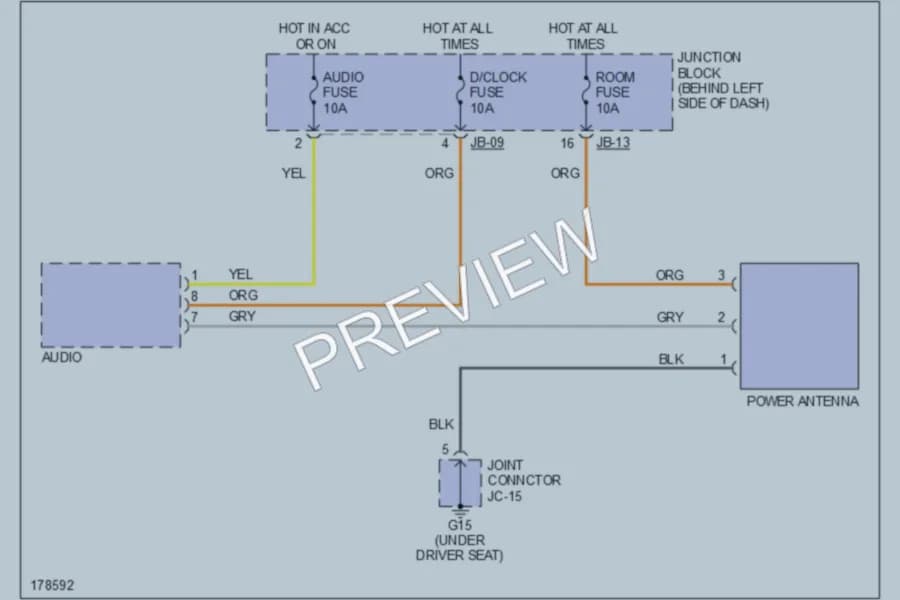 2003 Kia Optima Power Antenna wiring diagram preview