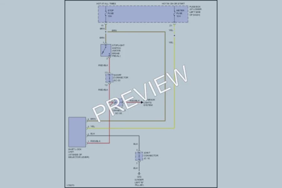 2003 Kia Rio Shift Interlock wiring diagram preview