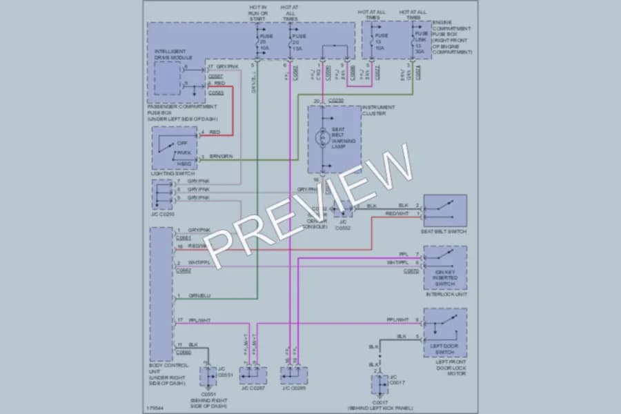 2003 LandRover Discovery Warning Systems wiring diagram preview