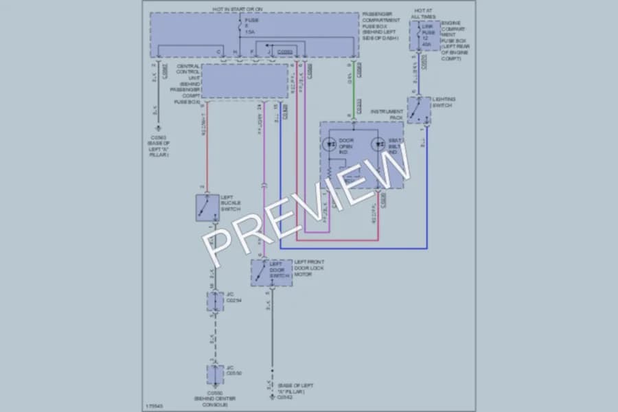 2003 LandRover Freelander Warning Systems wiring diagram preview