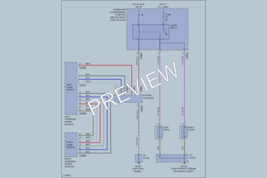 2003 LandRover RangeRover Horn wiring diagram preview