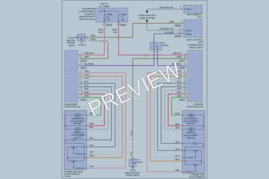 2003 LandRover RangeRover Memory Systems wiring diagram preview