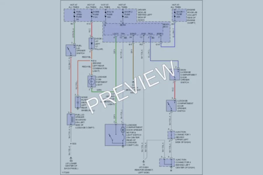 2003 Lexus ES300 Trunk Tailgate Fuel Door wiring diagram preview