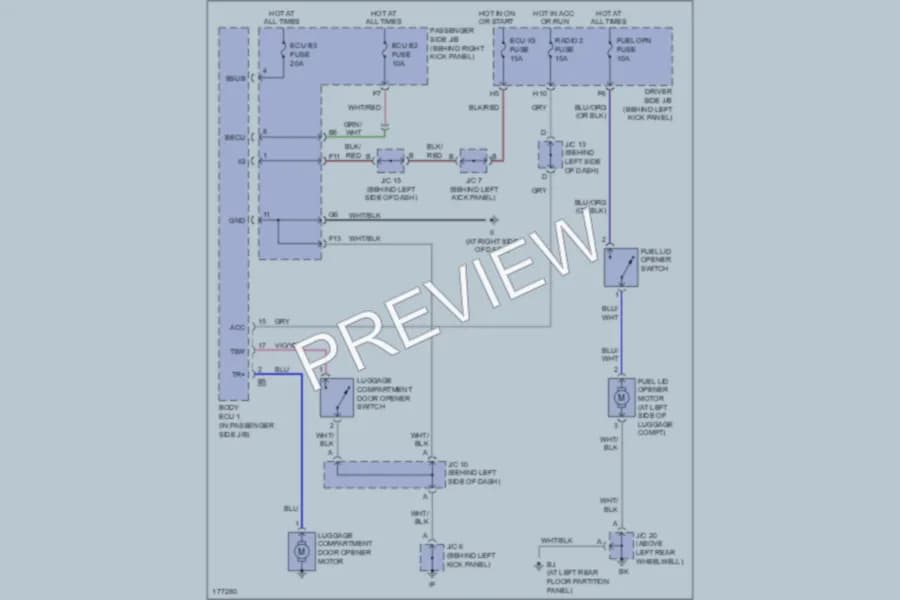 2003 Lexus GS300 Trunk Tailgate Fuel Door wiring diagram preview