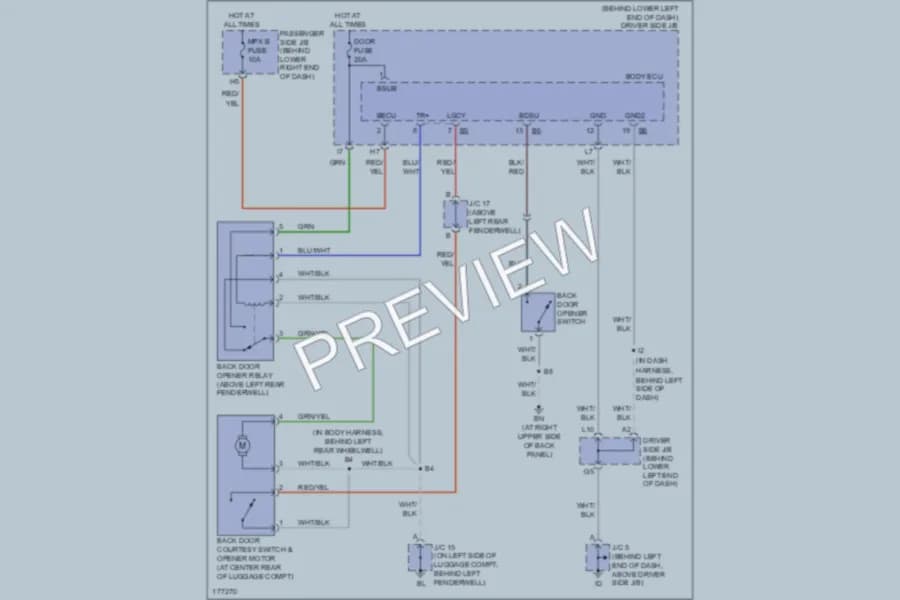 2003 Lexus IS300 Trunk Tailgate Fuel Door wiring diagram preview