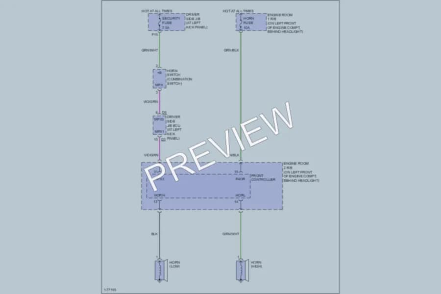 2003 Lexus LS430 Horn wiring diagram preview