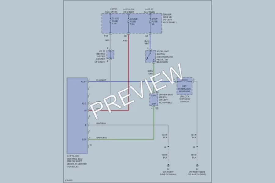 2003 Lexus LS430 Shift Interlock wiring diagram preview