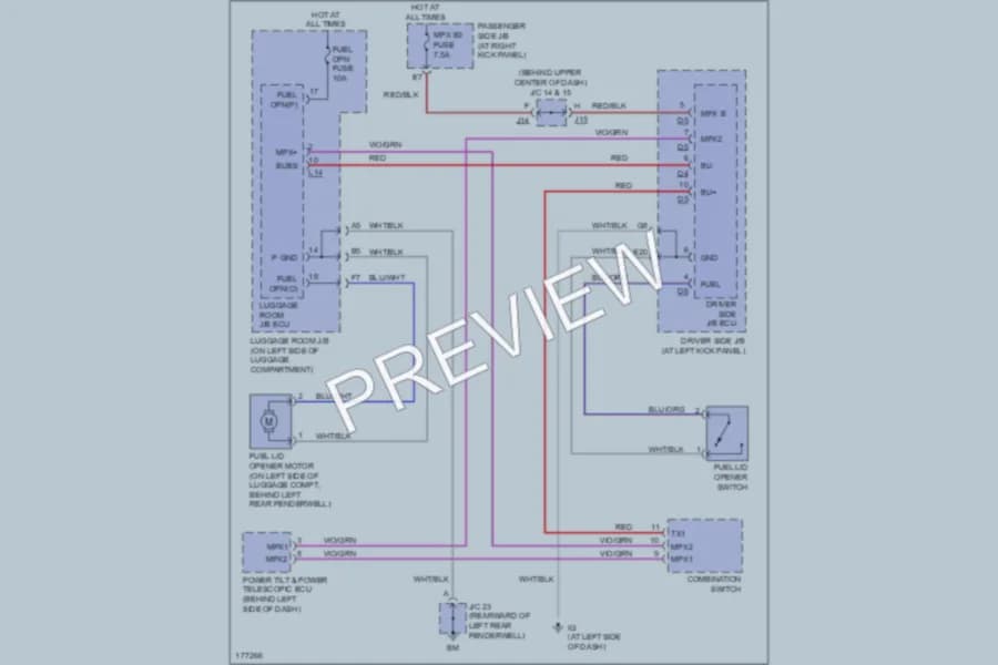 2003 Lexus LS430 Trunk Tailgate Fuel Door wiring diagram preview