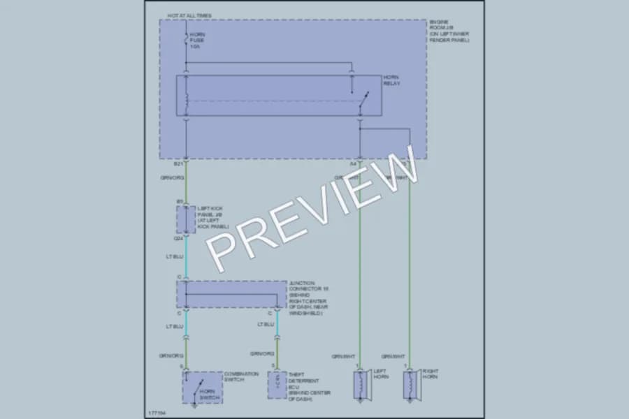 2003 Lexus LX470 Horn wiring diagram preview