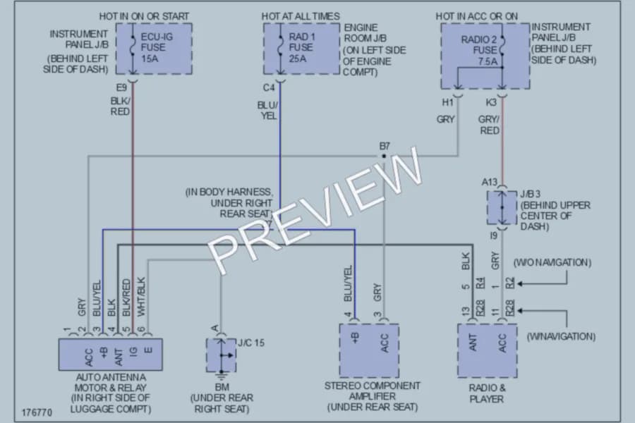 2003 Lexus RX300 Power Antenna wiring diagram preview