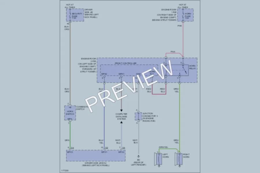 2003 Lexus SC430 Horn wiring diagram preview