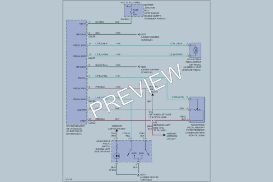 2003 Lincoln Aviator Memory Systems wiring diagram preview