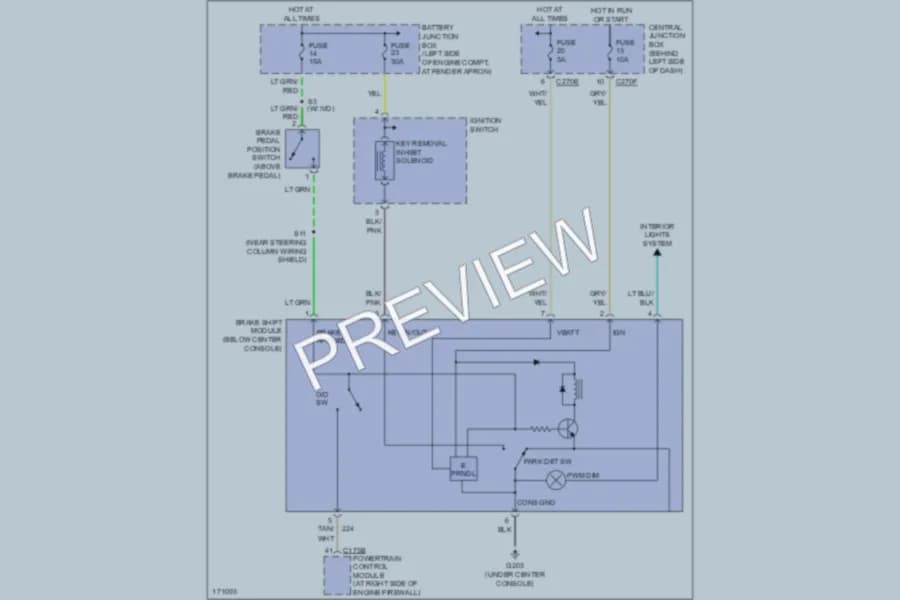 2003 Lincoln Aviator Shift Interlock wiring diagram preview