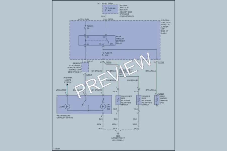 2003 Lincoln Blackwood Defoggers wiring diagram preview