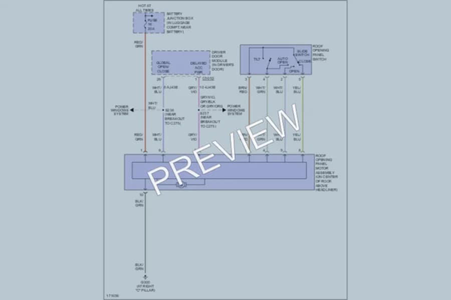 2003 Lincoln LS Power Top Sunroof wiring diagram preview