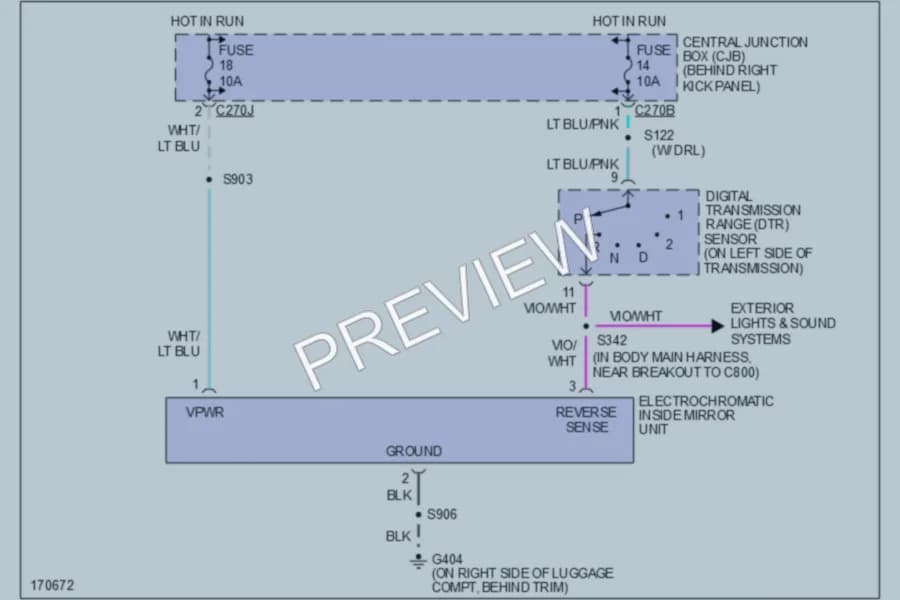2003 Lincoln Navigator Power Mirrors wiring diagram preview