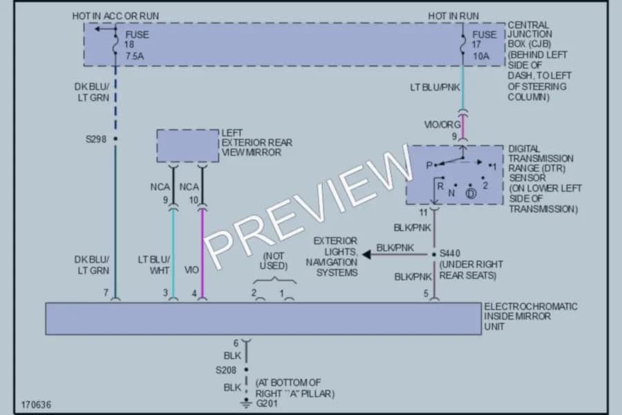 2003 Lincoln TownCar Power Mirrors wiring diagram preview